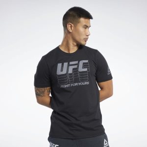 Koszulki Męskie Reebok UFC FG Logo Czarne PL 57WFSZN